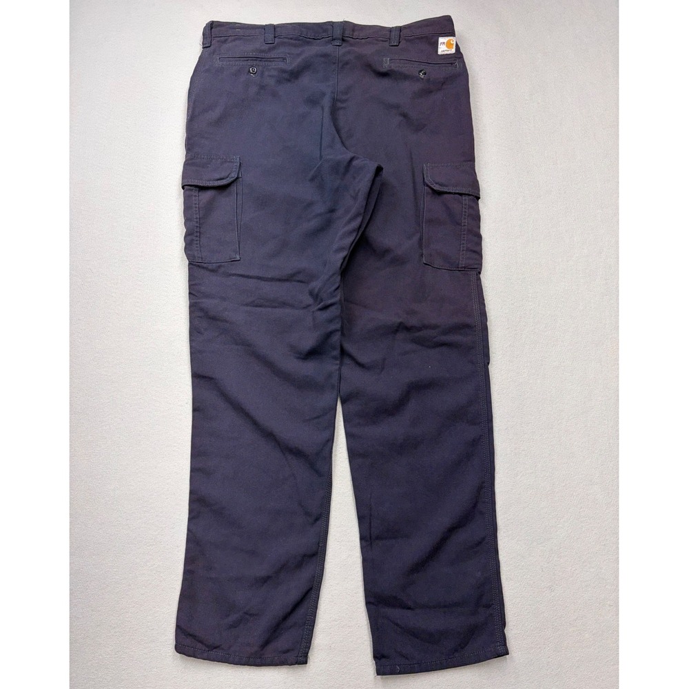 Carhartt FR Cargo Pants Mens 38x34 Navy Blue Flame Resistant Work Pants Faded
